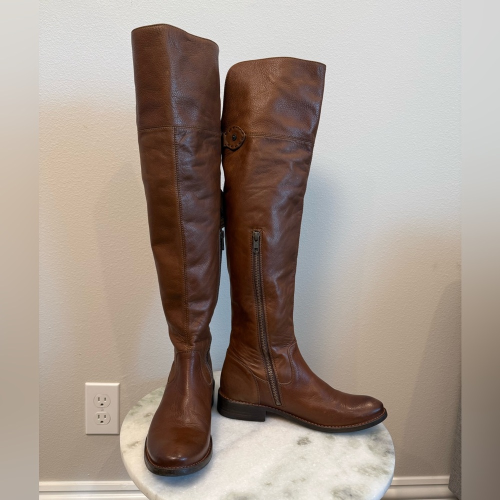 New Frye Shirley Over The Knee Cognac Leather Boot Size 7.5